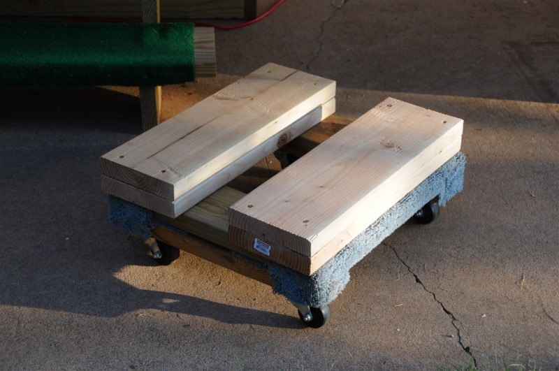 How do you build a four-wheel furniture dolly?